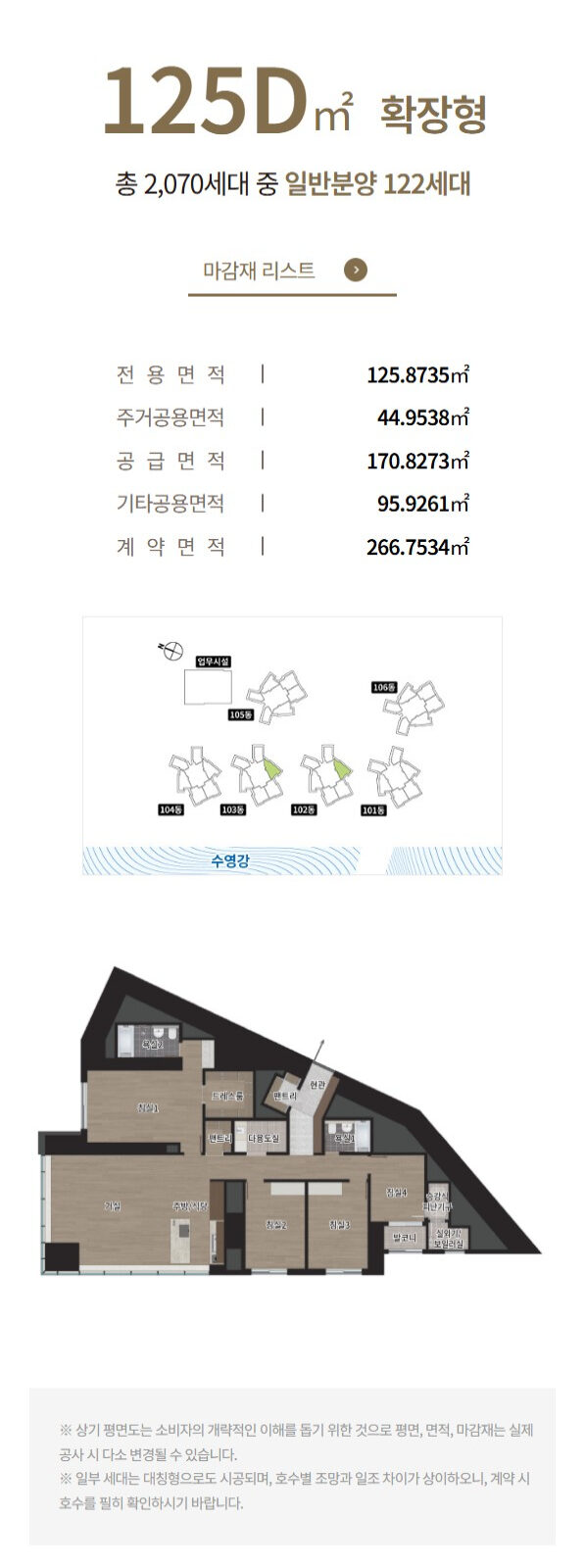 전용 125㎡ D타입 평면도, 상담 표기 51평형